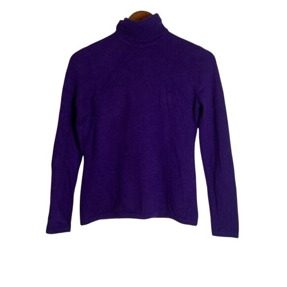 Lord & Taylor purple 100% cashmere turtle neck sweater - Picture 1 of 7